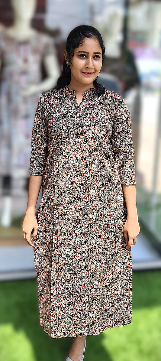 0131- HAND BLOCK AJRAKH KURTI