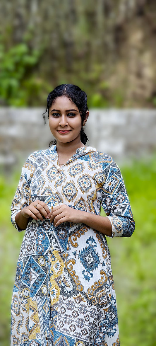 0135- MULTI-PRINTED COTTON KURTI