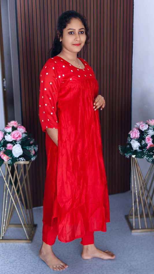 0165- Silky Chiffon Floral Butta Co-Ord Set