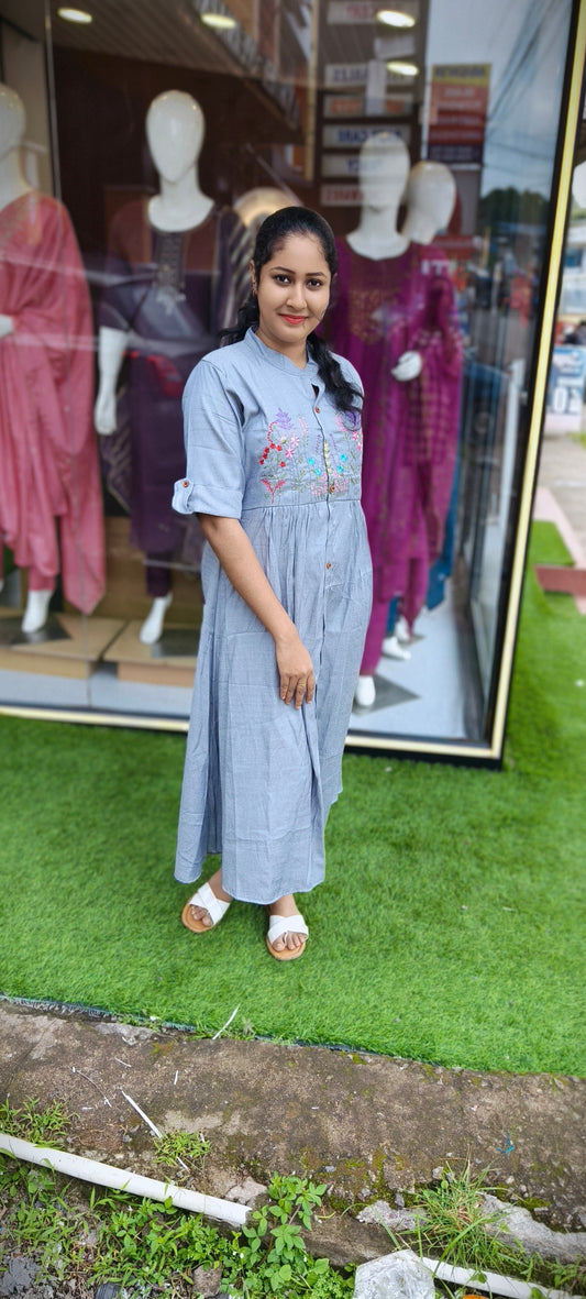 0158- Denim Daily wear Button down Top