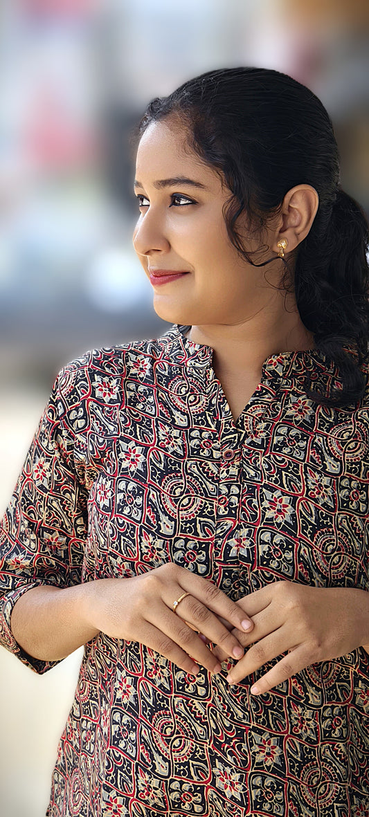 0131- HAND BLOCK AJRAKH KURTI
