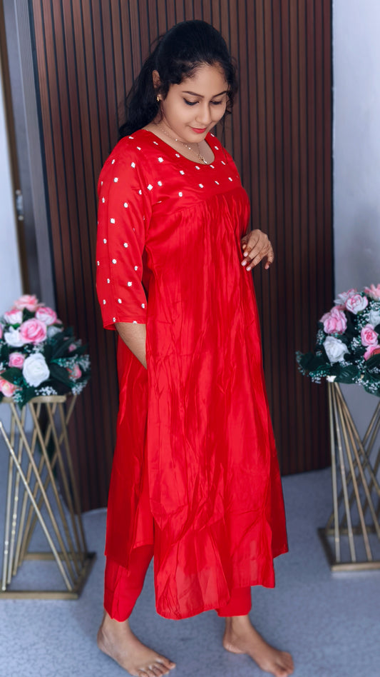 0165- Silky Chiffon Floral Butta Co-Ord Set