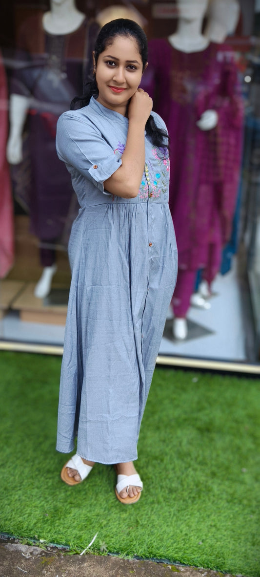0158- Denim Daily wear Button down Top