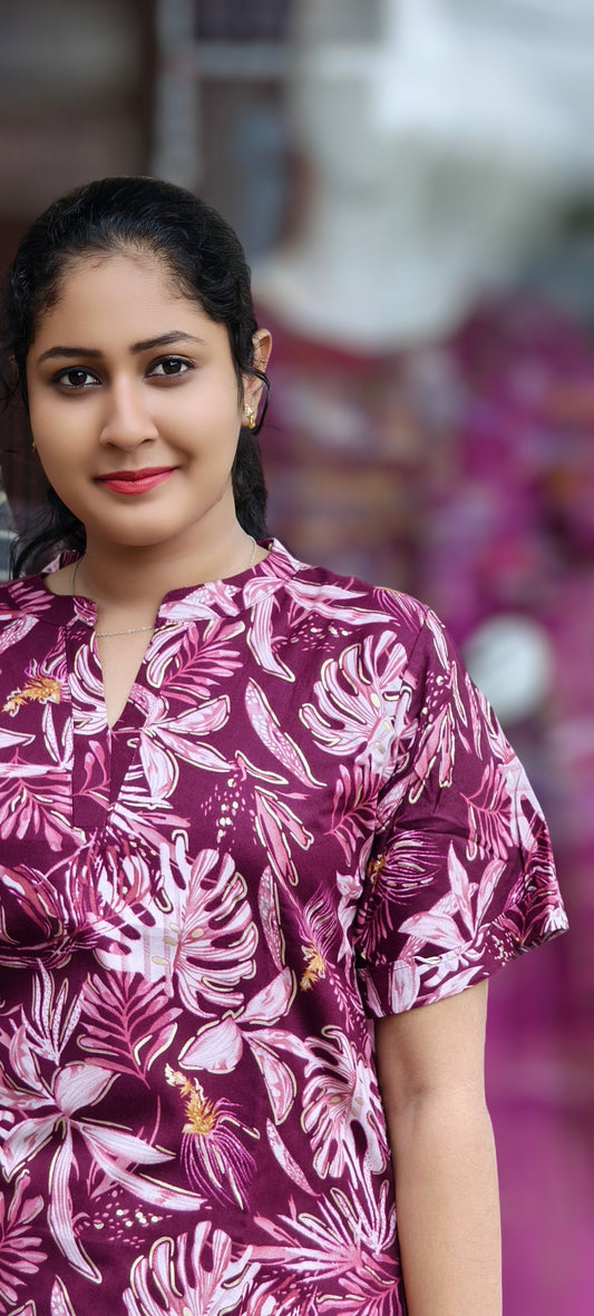0152- Slope Cut V Neck Kurti
